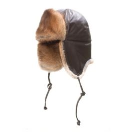 Brown muskrat fur leather hat Muskrat Fur Hat For Men - Cote Cuir main image 4
