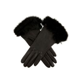 Dents Womens Hairsheep Leather Glove w Fur Cuff - Silk Knit lined