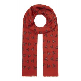 Drake's Wool Scarf - Ski Motif - Orange | Men's and women's clothing