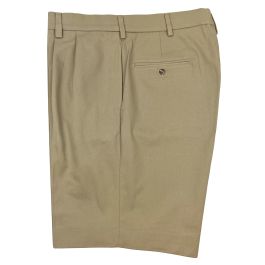 O'Connell's Pleated Front Bermuda Shorts - Cotton Twill - Khaki