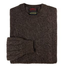 O'Connell's Cashmere Cabled Crewneck - Hickory | Men's and women's