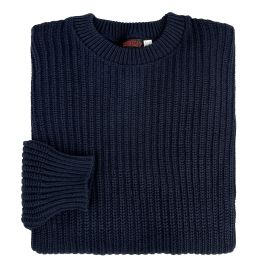 O'Connell's Cotton Shaker Stitch Crewneck Sweater - Navy | Men's