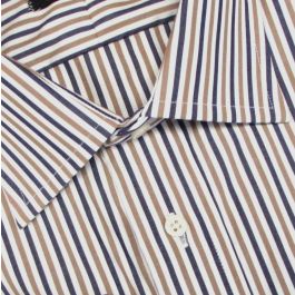 blue dress for baby girl French Cuff Dress Shirt with Brown Piping Detail – House of Bijan