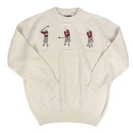 O'Connell's Golf Swing Embroidered Cotton Crewneck - Cream with