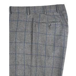 O'Connell's Lambswool & Cashmere Flannel Trousers - Grey with Blue