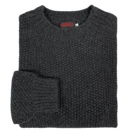 O'Connell's Moss-Stitch Geelong Sweater - Charcoal | Men's and