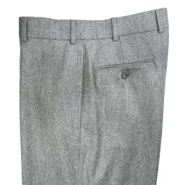 O'Connell's Plain Front Lambswool Flannel Trousers - Light Grey