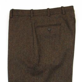 O'Connell's Plain Front Shetland Wool Trousers - Herringbone