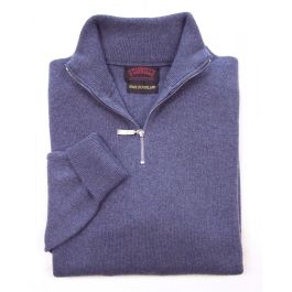 O'Connell's Scottish Merino Wool Quarter-Zip Sweater - Blue Grey