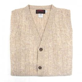 O'Connell's Scottish Shetland Wool Sleeveless Cardigan - Cable