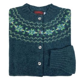 O'Connell's Womens Scottish Shetland Wool Fair Isle Yoke Cardigan