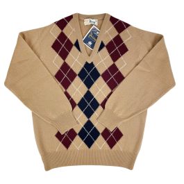 Pringle Scottish Lambswool Intarsia V-Neck Sweater - Argyle