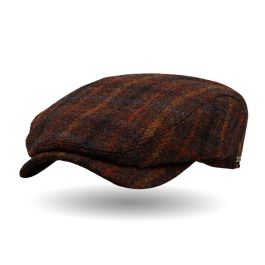 Wigens Brown Harris Tweed Newsboy Herringbone Cap with Earflaps Size 59 Wigens 100% Harris Tweed Wool Herringbone Ivy Cap with  main image 4