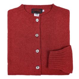 Women's Scottish Shetland Wool Cardigan - Crimson | Men's and