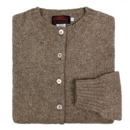 Women's Scottish Shetland Wool Cardigan - Nutmeg | Men's and