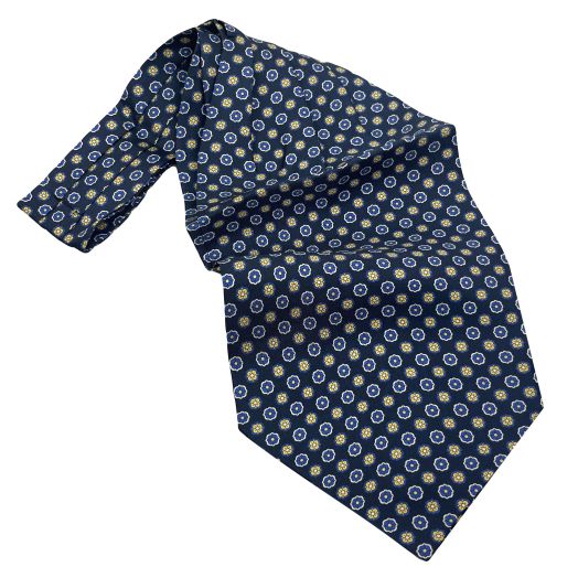 Aktinsons Silk Ascot - Flower - Navy (107943)