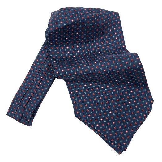 Aktinsons Silk Ascot - Squares - Navy Red (107947)