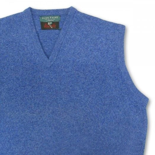 Alan Paine Lambswool V-Neck Sleeveless Sweater - Bayou