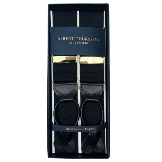 Albert Thurston Solid Braces - Black with Gold Hardware (107929)