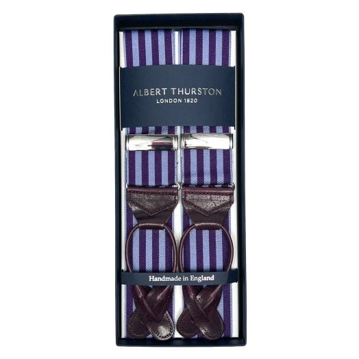 Albert Thurston Stripe Braces - Purple & Lilac (111787)