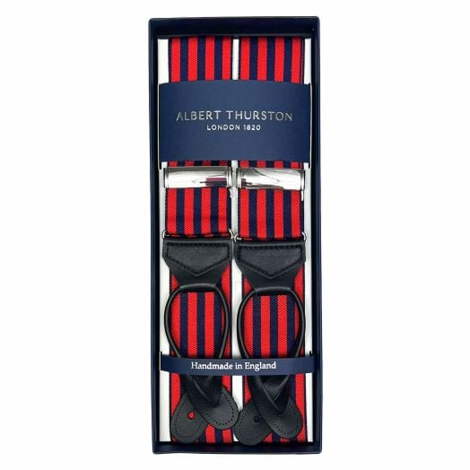 Albert Thurston Stripe Braces - Red & Navy (111785)