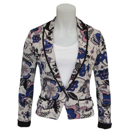 Aldo Martins Floral Jacquard Knit Jacket - Fez - White/Blue/Pink (8619)