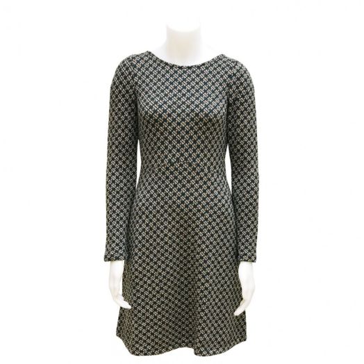 Aldo Martins Geometric Knit Jacquard Dress - Petrol, Cream, Pink & Black (8712)