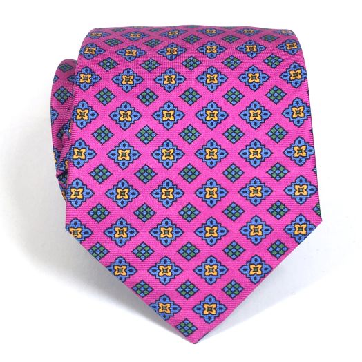 Atkinsons 36-ounce Silk Print Necktie - Fuchsia (92712)