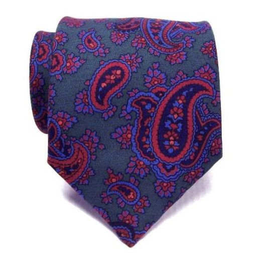 Atkinsons Ancient Madder Necktie - Paisley (Grn1) Extra Long (81909)