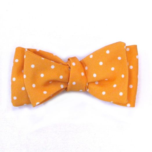 Atkinsons Irish Poplin Bow Tie - Polka Dot - Tangerine with White (Tngr) (71377)