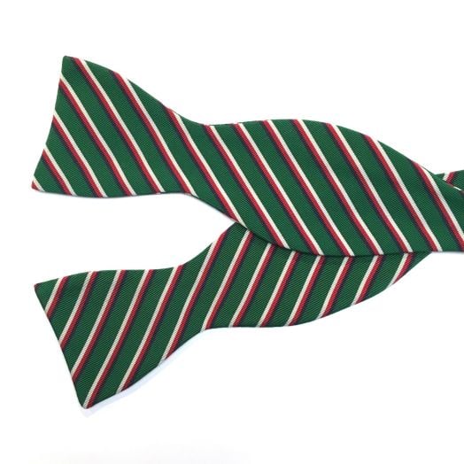 Atkinsons Irish Poplin Bow Tie - Stripe - Green with Red, White & Navy (81905)