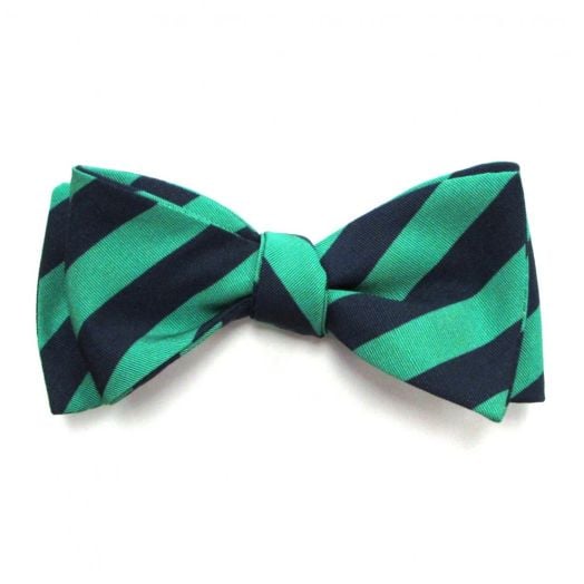Atkinsons Irish Poplin Bow Tie - Stripe - Kelly & Navy (Kly1) (81511)
