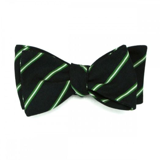 Atkinsons Irish Poplin Bow Tie - Stripe - Navy with Kelly & White (Nvy2) (76894)