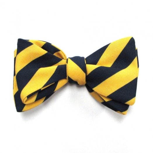 Atkinsons Irish Poplin Bow Tie - Stripe - Navy & Yellow (Ylw1) (59486)
