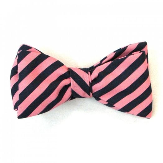 Atkinsons Irish Poplin Bow Tie - Stripe - Pink & Navy (Pnk1) (71370)