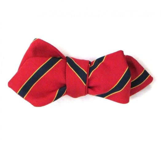 Atkinsons Irish Poplin Bow Tie - Stripe - Red wtih Navy & Gold (Diamond Shape) (69270)