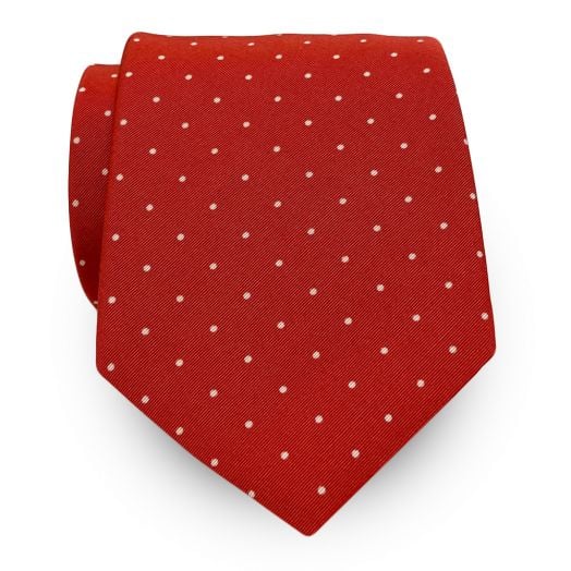 Atkinsons Irish Poplin Necktie - Dots - Red with White Dots (66095)