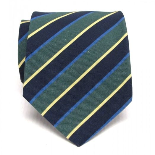 Atkinsons Irish Poplin Necktie - Regimental Stripe - Kings Own York Light Infantry (1027-70) - Extra Long (78785)