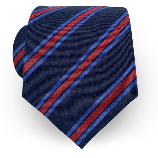Atkinsons Irish Poplin Necktie - Stripe - Navy with Blue & Red (102181)