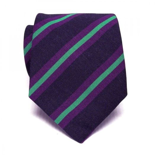 Atkinsons Irish Poplin Stripe - Blk6 - Black with Purple & Emerald (3059-4) (68476)