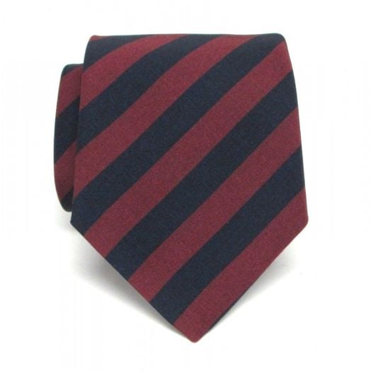 Atkinsons Irish Poplin Necktie - Stripe - Burgundy & Navy (33589)