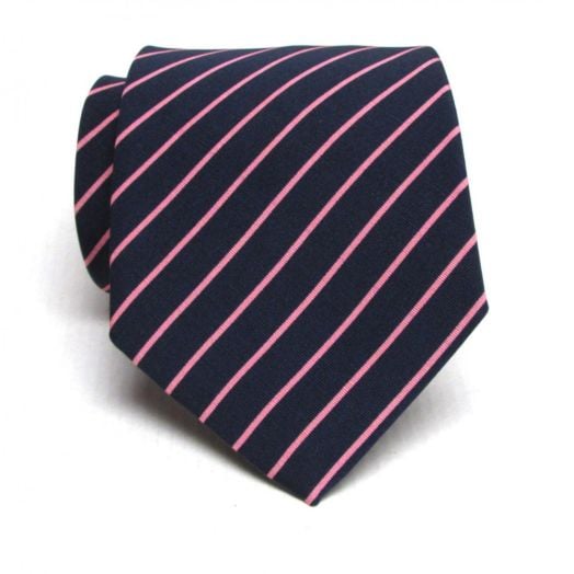 Atkinsons Irish Poplin Stripe - Navy with Light Pink (NY21) (71335)