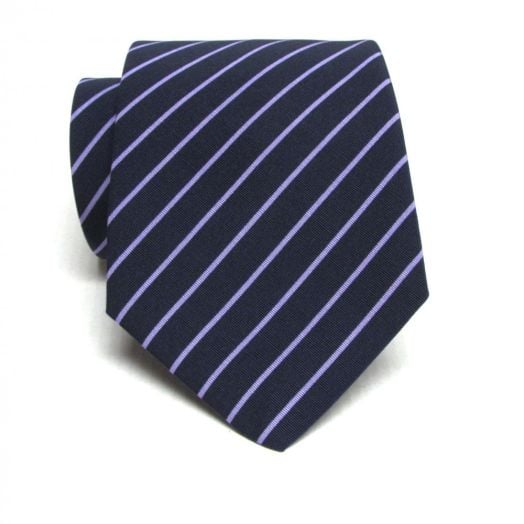 Atkinsons Irish Poplin Stripe - Navy with Lilac (Ny20) (71334)