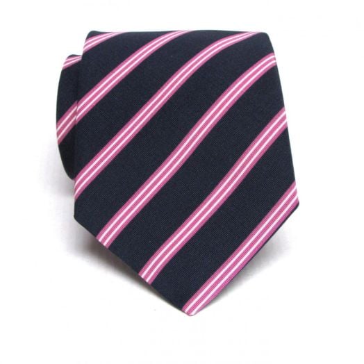 Atkinsons Irish Poplin Stripe - Navy with Pink & White (Ny22) (71336)