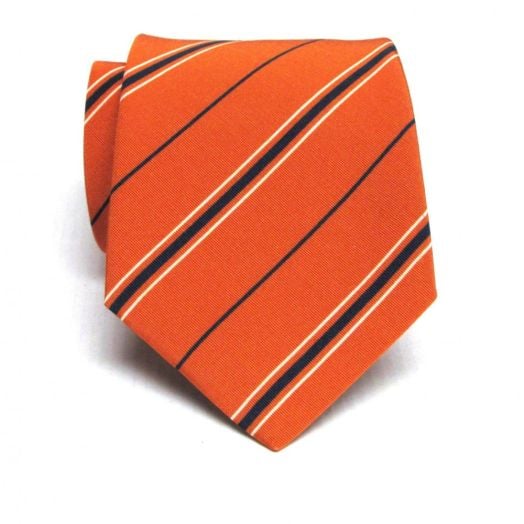 Atkinsons Irish Poplin Stripe - Orange with White & Navy (Org2) (71328)