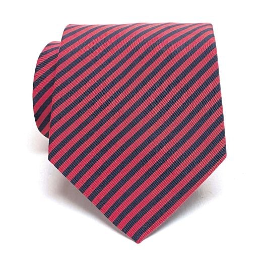 Atkinsons Irish Poplin Necktie - Stripe - Navy & Red (25525)