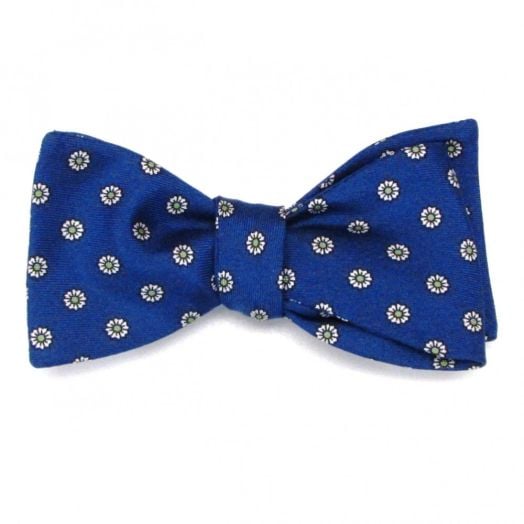 Atkinsons Printed Silk Bow Tie - Foulard - Cobalt with White & Kelly (76888)