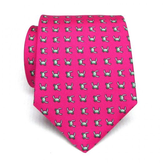 Atkinsons Printed Silk Necktie - Crab Walk on Pink (76875)