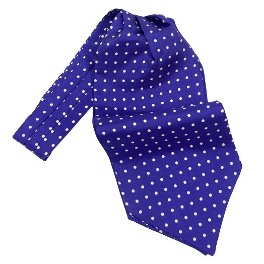 Atkinsons Silk Ascot - Polka Dot - Royal Violet with White (107956)