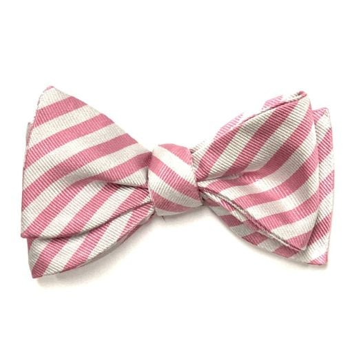 Atkinsons Silk Bow Tie - Cricket Stripe - Pink & White (093057)